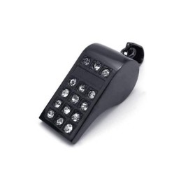 メンズ ブラック 純チタン ホイッスル ペンダントネックレス (新品)