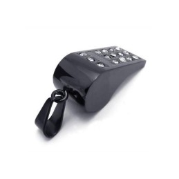 メンズ ブラック 純チタン ホイッスル ペンダントネックレス (新品)