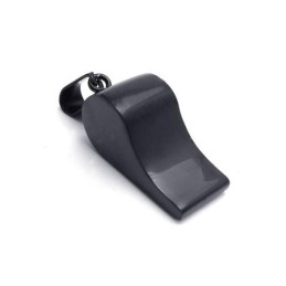 メンズ ブラック 純チタン ホイッスル ペンダントネックレス (新品)