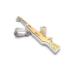 メンズ ゴールデン 純チタン AK47 ライフルペンダントネックレス
