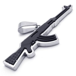メンズ ゴールデン 純チタン AK47 ライフルペンダントネックレス