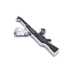 メンズ ゴールデン 純チタン AK47 ライフルペンダントネックレス