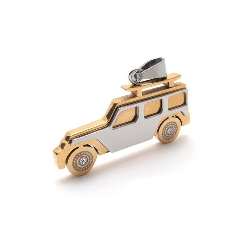 メンズ ゴールド 純チタン ジープペンダントネックレスチェーン