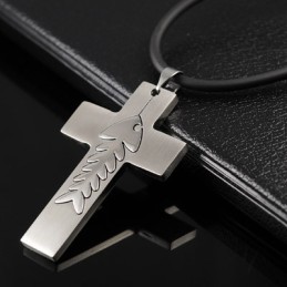 ファッションフィッシュボーンチタンクロスネックレスペンダント