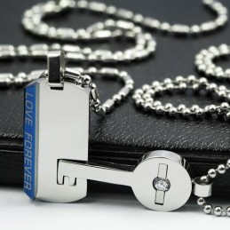 ロック＆キー スイートハート ラバーズ チタンネックレスペンダント