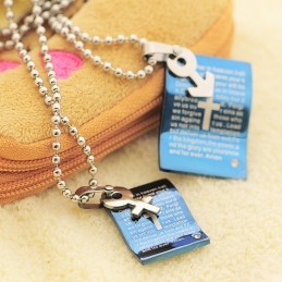 ファッションブルーバイブルスイートハートカップルネックレスペンダント