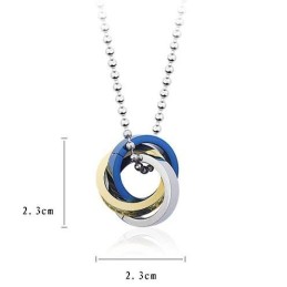 ファッションな3色リングペンダントとチタンネックレス
