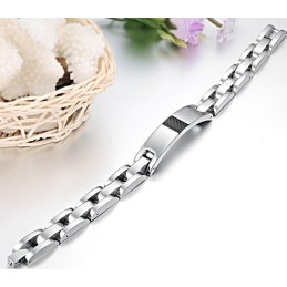 最高級品質の男性用ブラックカーボンファイバーチタンブレスレット