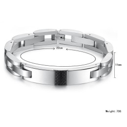 最高級品質の男性用ブラックカーボンファイバーチタンブレスレット