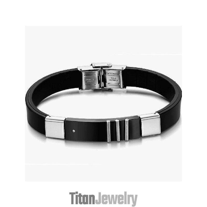 耐久性に優れたブラックチタンレザーバングル