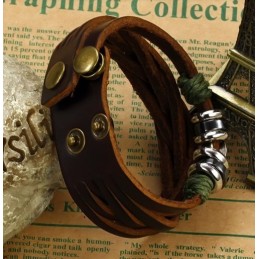 完全な仕様のラインストーン付きチタンレザーバングル