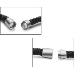 高品質のブラックチタンレザーバングル