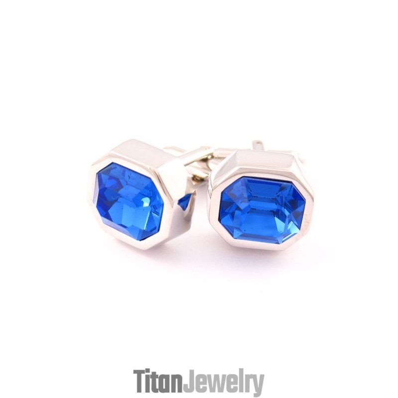 クールなブルーオパールを使用したおしゃれなチタン製カフスボタン