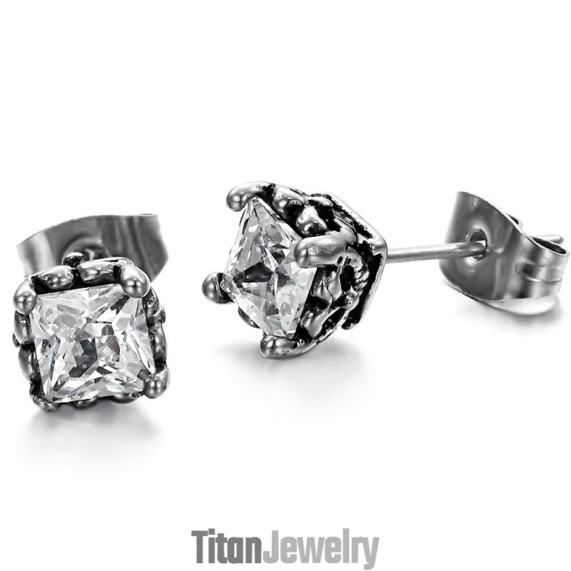 安定した品質のダイヤモンド付きユニセックスチタンイヤリング