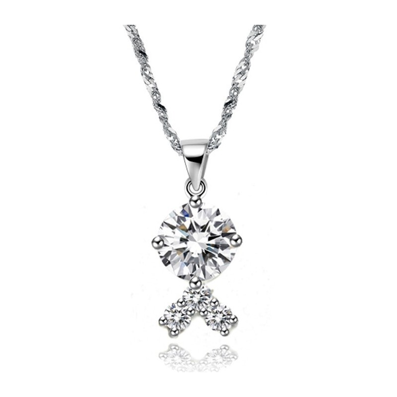 信頼できる品質の女性用プラチナメッキチタンネックレス（ラインストーン付き）