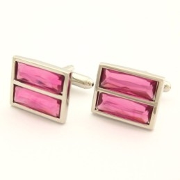 輝くピーチブロークリスタルを使用したファッションチタン製長方形カフスボタン