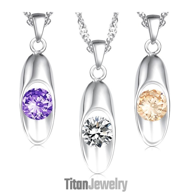 品質と量を保証するダイヤモンド付きプラチナメッキチタンネックレス