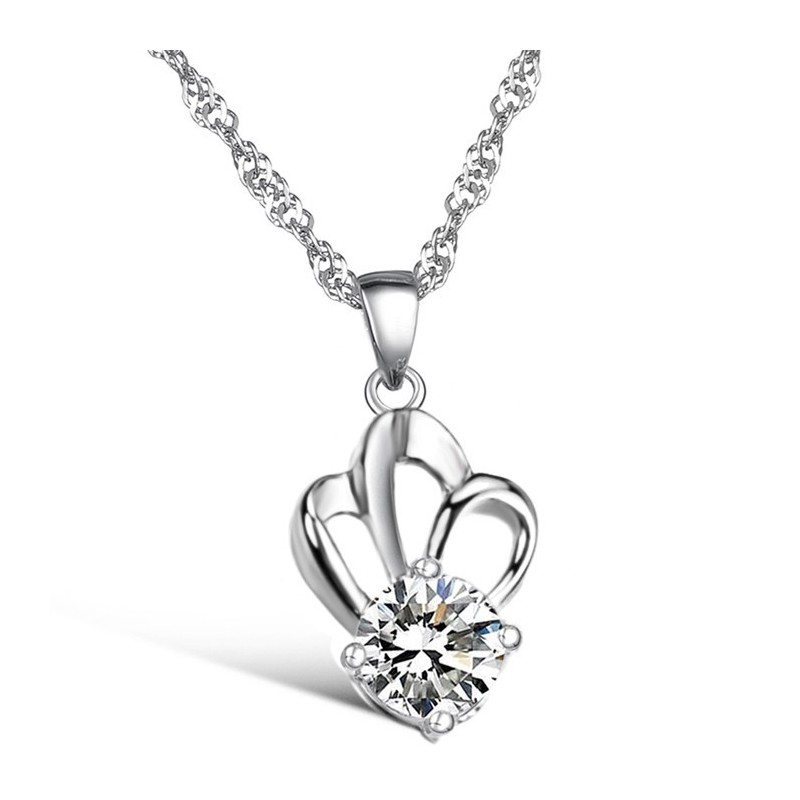 使いやすい女性用アレルギーフリープラチナメッキチタンネックレス（ラインストーン付き）