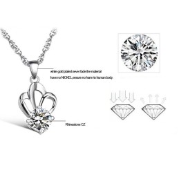 使いやすい女性用アレルギーフリープラチナメッキチタンネックレス（ラインストーン付き）