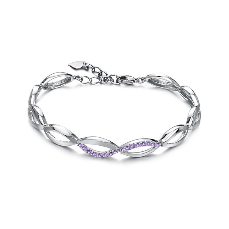 仕様書完備 女性用プラチナメッキチタンブレスレット ダイヤモンド付き