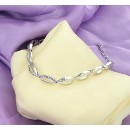 仕様書完備 女性用プラチナメッキチタンブレスレット ダイヤモンド付き