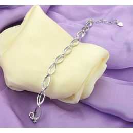 仕様書完備 女性用プラチナメッキチタンブレスレット ダイヤモンド付き