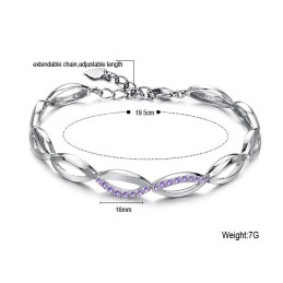 仕様書完備 女性用プラチナメッキチタンブレスレット ダイヤモンド付き