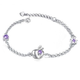 豊富なバリエーションの女性用アップルシェイププラチナメッキチタンブレスレット（ダイヤモンド付き）