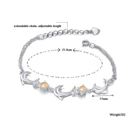 高品質の女性用イルカ型プラチナメッキチタンブレスレット