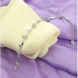 世界的に有名な女性用パープルプラチナメッキチタンブレスレット（ダイヤモンド付き）