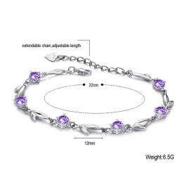 世界的に有名な女性用パープルプラチナメッキチタンブレスレット（ダイヤモンド付き）