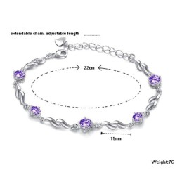 品質と量を保証する女性用パープルプラチナメッキチタンブレスレット（ダイヤモンド付き）