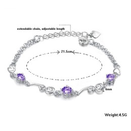 高品質の女性用パープルプラチナメッキチタンブレスレット（ダイヤモンド付き）