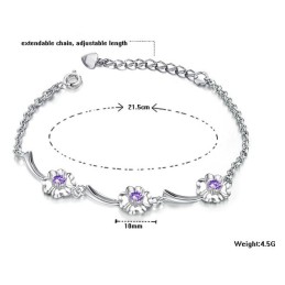 信頼性の高いパフォーマンス。女性用クローバーシェイプダイヤモンド付きプラチナメッキチタンブレスレット。