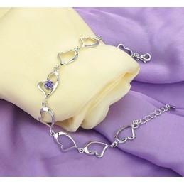 高品質の女性用スイートハート型プラチナメッキチタンブレスレット（ダイヤモンド付き）