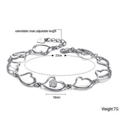 品質と量を保証する女性用スイートハート型プラチナメッキチタンブレスレット（ダイヤモンド付き）
