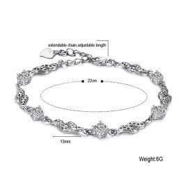 優れた品質の女性用中空プラチナメッキチタンブレスレット（ラインストーン付き）