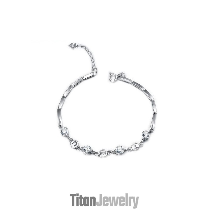 最高品質のプラチナメッキチタンブレスレット（ラインストーン付き）