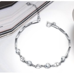 最高品質のプラチナメッキチタンブレスレット（ラインストーン付き）