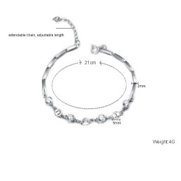 最高品質のプラチナメッキチタンブレスレット（ラインストーン付き）