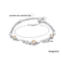 安定した品質の女性用プラチナメッキチタンブレスレット（ラインストーン付き）
