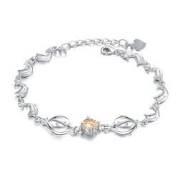 耐久性のある女性用イルカ型プラチナメッキチタンブレスレット（ダイヤモンド付き）