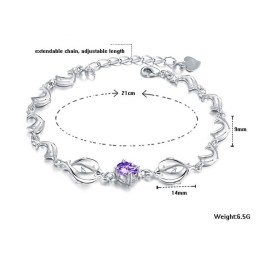 耐久性のある女性用イルカ型プラチナメッキチタンブレスレット（ダイヤモンド付き）