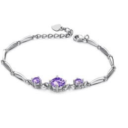 安定した品質の女性用紫プラチナメッキチタンブレスレット（ダイヤモンド付き）