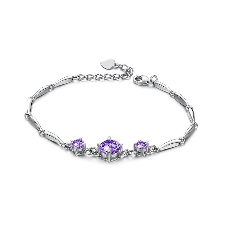 安定した品質の女性用紫プラチナメッキチタンブレスレット（ダイヤモンド付き）