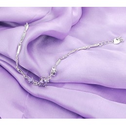 安定した品質の女性用紫プラチナメッキチタンブレスレット（ダイヤモンド付き）