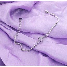 安定した品質の女性用紫プラチナメッキチタンブレスレット（ダイヤモンド付き）