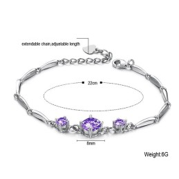 安定した品質の女性用紫プラチナメッキチタンブレスレット（ダイヤモンド付き）