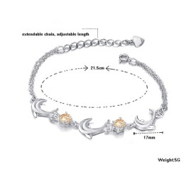高品質の女性用イルカ型プラチナメッキチタンブレスレット（ダイヤモンド付き）