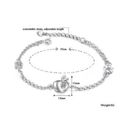 完全な仕様の女性用アップルシェイププラチナメッキチタンブレスレットダイヤモンド付き